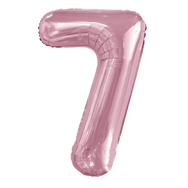 Number 7 Pastel Pink Foil Balloon 86cm - Party Savers