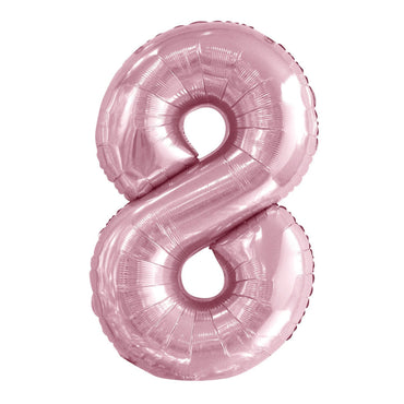 Number 8 Pastel Pink Foil Balloon 86cm - Party Savers