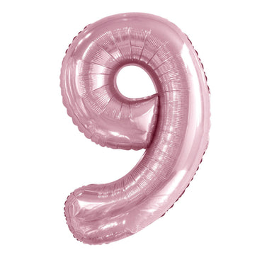 Number 9 Pastel Pink Foil Balloon 86cm - Party Savers