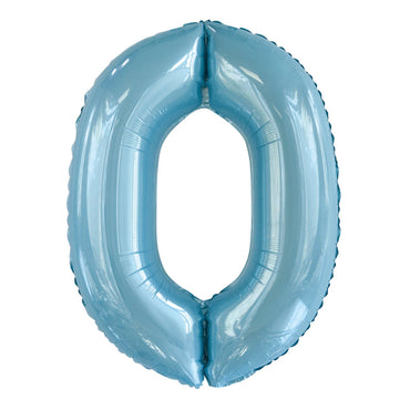 Number 0 Pastel Blue Foil Balloon 86cm - Party Savers