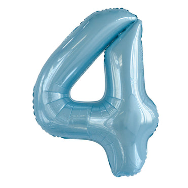 Number 4 Pastel Blue Foil Balloon 86cm - Party Savers