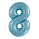 Number 8 Pastel Blue Foil Balloon 86cm - Party Savers