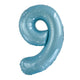 Number 9 Pastel Blue Foil Balloon 86cm - Party Savers