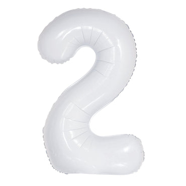 Number 2 White Foil Balloon 86cm - Party Savers