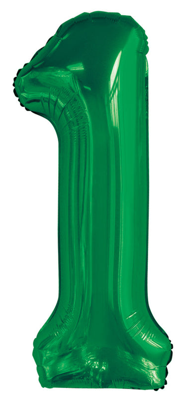 Number 1 Emerald Green Foil Balloon 86cm Each