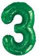 Number 3 Emerald Green Foil Balloon 86cm Each
