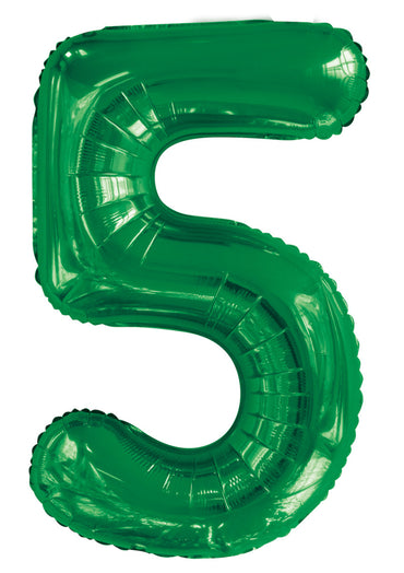 Number 5 Emerald Green Foil Balloon 86cm Each