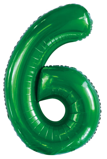 Number 6 Emerald Green Foil Balloon 86cm Each