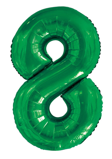 Number 8 Emerald Green Foil Balloon 86cm Each