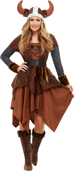 Viking Barbarian Queen Costume UK Dress 12-14 - Party Savers