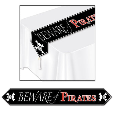 Printed Beware Of Pirates Table Runner 28cm x 1.80m - Party Savers
