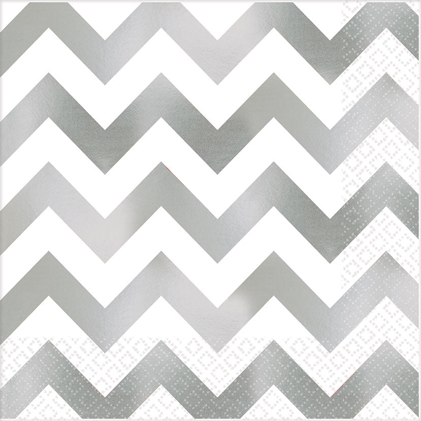 Rose Gold Premium Chevron Hot-Stamped Lunch Napkins 16pk - Party Savers