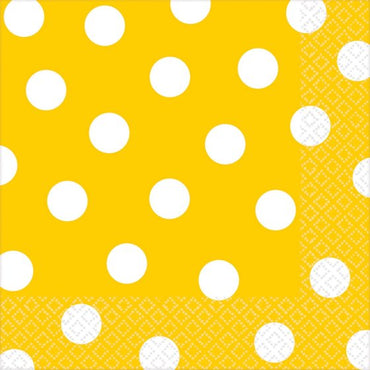 Yellow Sunshine Dots Lunch Napkins 33cm x 33cm 16pk
