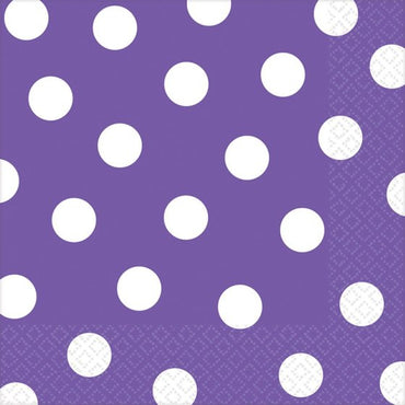 New Purple Dots Lunch Napkins 33cm x 33cm 16pk