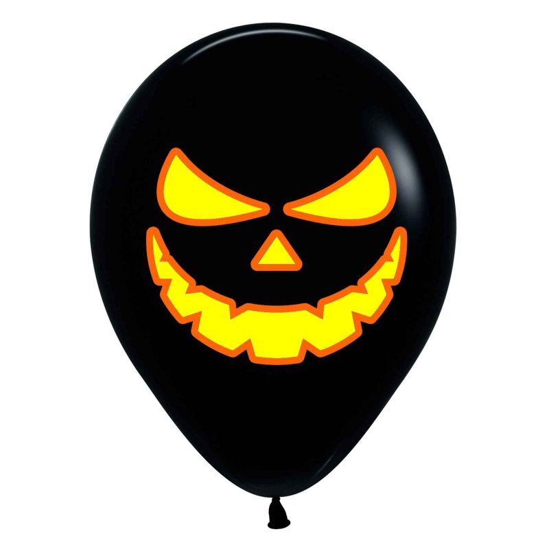 Bright Pumpkin Scary Faces Latex Balloon 30cm 12pk - Party Savers