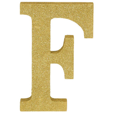 Letter F Gold Glittered Decoration MDF - Party Savers