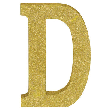 Letter D Gold Glittered Decoration MDF - Party Savers