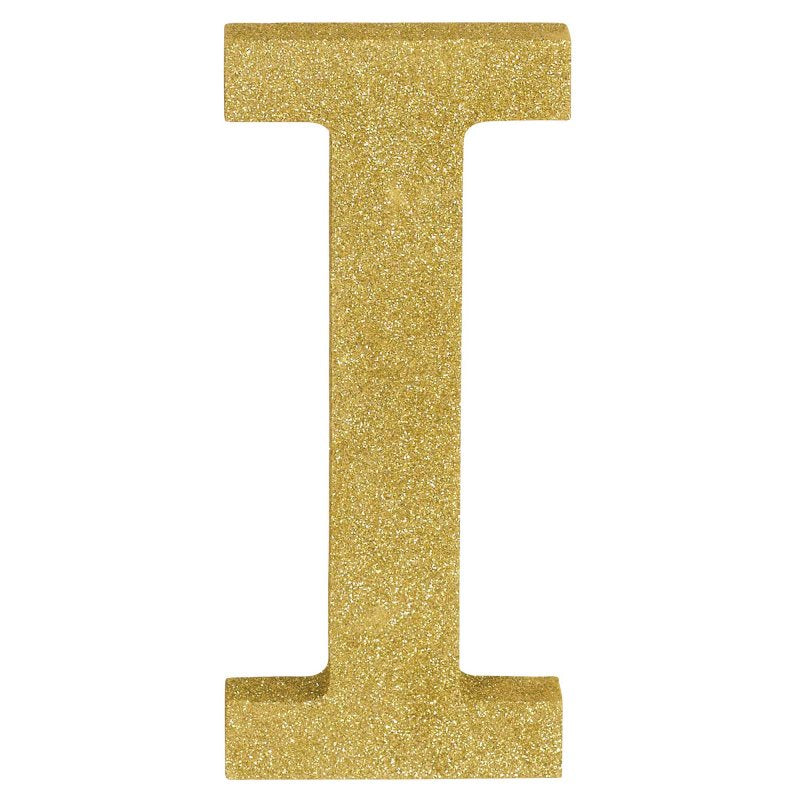 Letter I Gold Glittered Decoration MDF - Party Savers