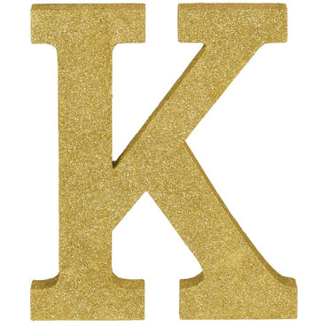 Letter K Gold Glittered Decoration MDF - Party Savers