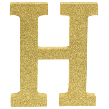 Letter H Gold Glittered Decoration MDF - Party Savers