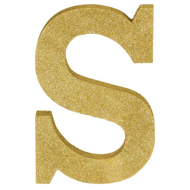Letter S Gold Glittered Decoration MDF - Party Savers