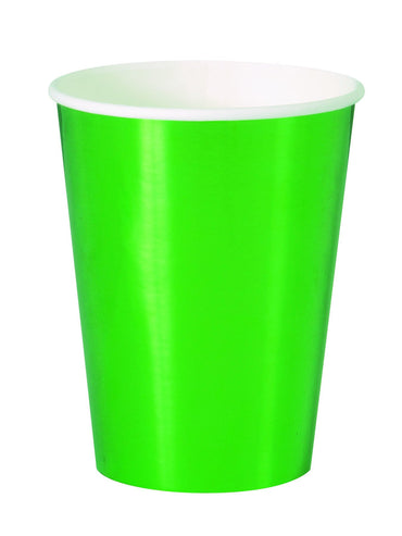 Green Foil Paper Cups 355ml 8pk - Party Savers