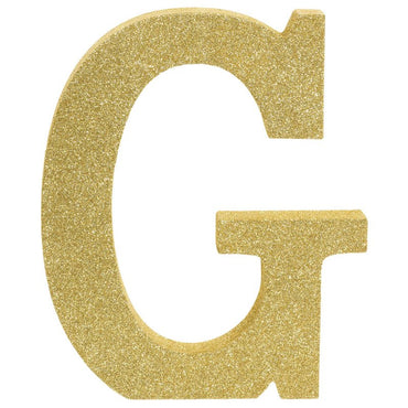 Letter G Gold Glittered Decoration MDF - Party Savers