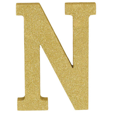 Letter N Gold Glittered Decoration MDF - Party Savers