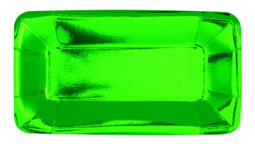 Green Foil Rectangle Appetizer Paper Plates 23cm x 13cm 8pk - Party Savers