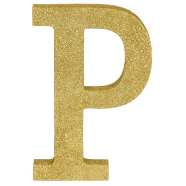 Letter P Gold Glittered Decoration MDF - Party Savers