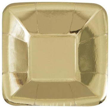 Gold Foil Square Appetizer Plates 13cm 8pk - Party Savers
