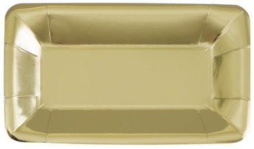 Gold Foil Rectangle Appetizer Plates 23cm x 13cm 8pk - Party Savers