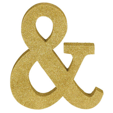 Letter Symbol & Ampersand Gold Glittered Decoration MDF - Party Savers