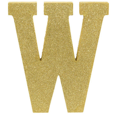 Letter W Gold Glittered Decoration MDF - Party Savers