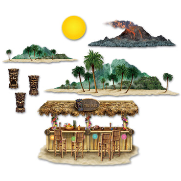 Tiki Bar & Island Props 8 pieces 9in - 4ft 5in - Party Savers