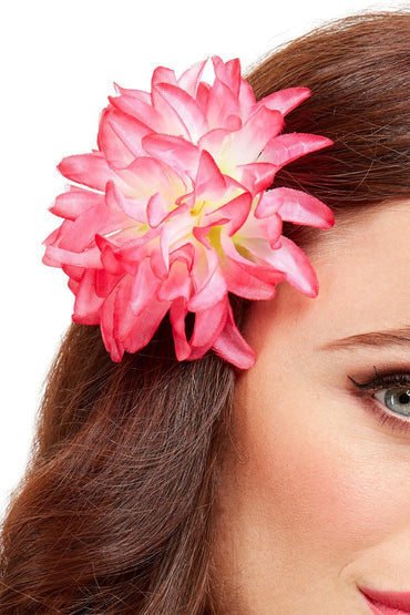 Tropical Hawaiian Flower Hair Clip Pink - Party Savers
