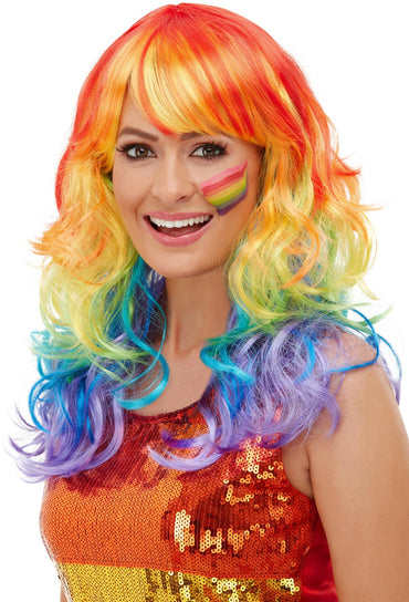 Rainbow Glam Multi Coloured Wig - Party Savers