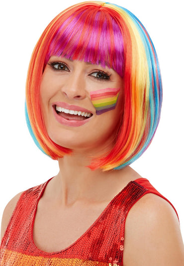 Rainbow Multi Coloured Bob Wig - Party Savers