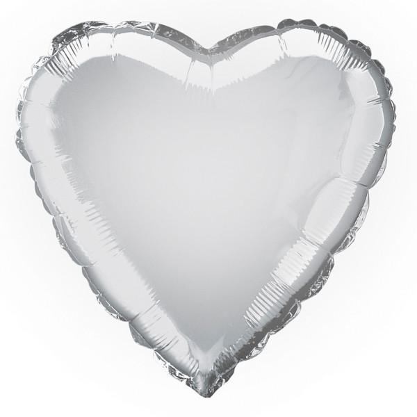 Silver Heart Foil Balloon 45cm - Party Savers