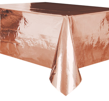 Metallic Rose Gold Plastic Rectangle Tablecover 137cm x 274cm - Party Savers