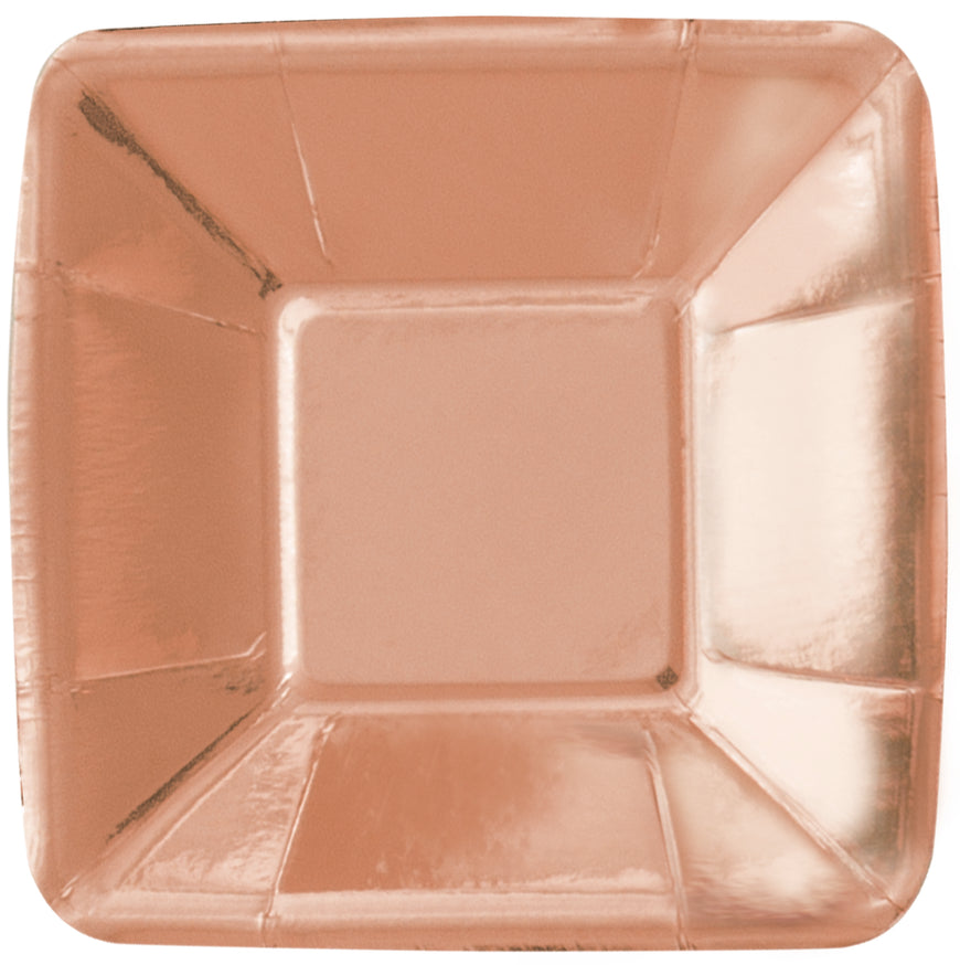 Rose Gold Foil Square Appetizer Plates 13cm 8pk - Party Savers