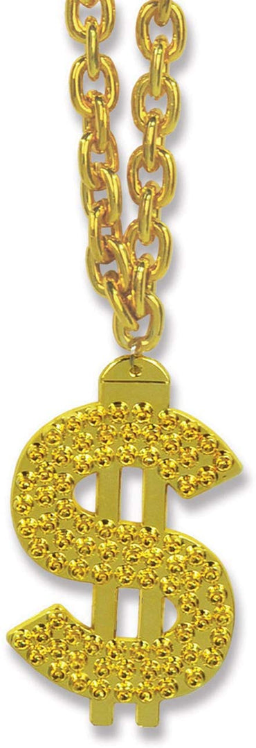 Gold Chain Beads with "$" Medallion 38in - Party Savers
