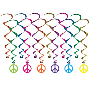 Peace Sign Hanging Whirls 12pk
