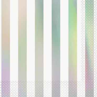 Iridescent Foil Stamped Stripes Lunch Napkins 16pk - Party Savers