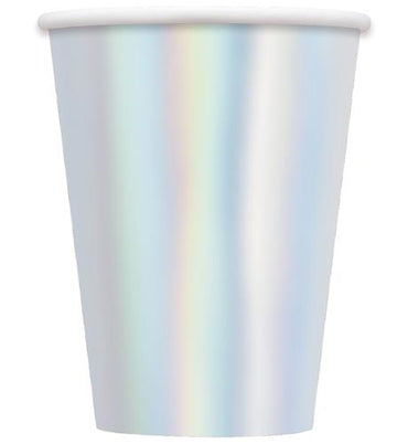 Iridescent Foil Paper Cups 355ml 8pk - Party Savers