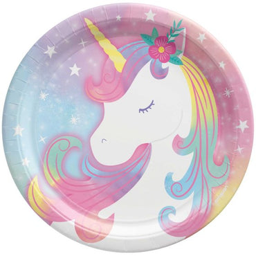 Enchanted Unicorn Round Paper Plates 17cm 8pk