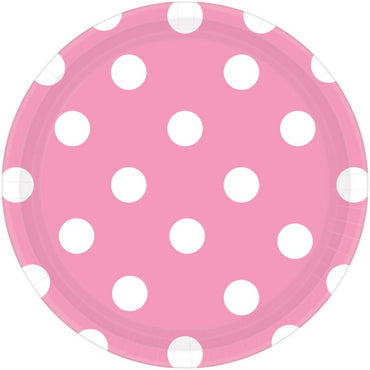 New Pink Dots Round Paper Plates 17cm 8pk