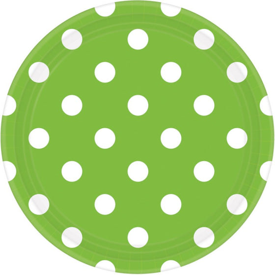 Kiwi Dots Round Paper Plates 17cm 8pk