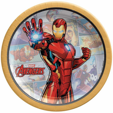 Avengers Unite Iron Man 17cm Paper Plates  8pk - Party Savers