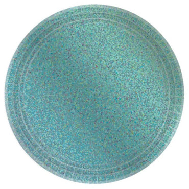 Prismatic Robin Egg Blue Round Plates 17cm 8pk - Party Savers